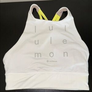 Lululemon Athletica White and Yellow Women's Swim Top